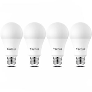 youtime 3500k led light bulbs a19 100 watt equivalent (not dimmable), natural white, 1600 lumens, e26 led bulbs 15w, energy saving light bulb for living room (4 pack)