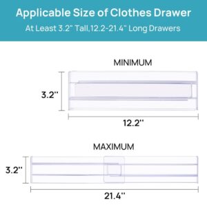 Flyxiregg Drawer Dividers Organizers 8 Pack, Adjustable 3.2" High Expandable from 12.2-21.4" Kitchen Drawer Organizer, Clear Plastic Drawers Separators