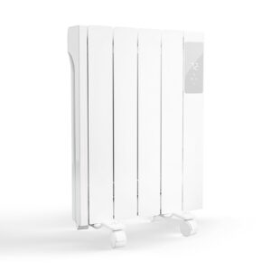 BREEZEHEAT 800w Plug-in Electric Panel Heater-Convection Wall Heaters for Indoor Use, No Fan Design, Freestanding/Wall Mount Space Heater w/Digital Display, 24H Timer, Adjustable Thermostat, White