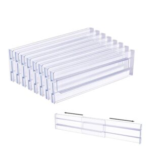 flyxiregg drawer dividers organizers 8 pack, adjustable 3.2" high expandable from 12.2-21.4" kitchen drawer organizer, clear plastic drawers separators