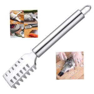 Tuimiyisou Fish Scale Planer Fish Scaler Fish Scale Planer Remover Scraper Sawtooth Extractor Stainless Steel with Firm Grip Kitchen Tool