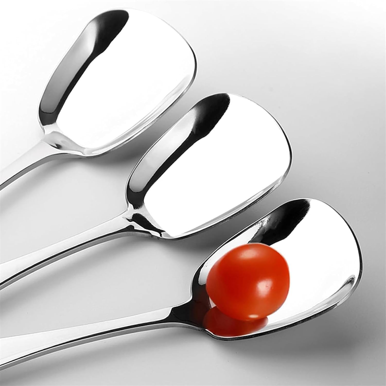 Arithmetic Square Head Stainless Steel Spoons, Square Head Stainless Steel Spoons, Thicked Stainless Steel Square Serving Spoons, 6.7" Stainless Steel Soup Spoons Rice Spoons Dessert Spoons (5, 7.3")