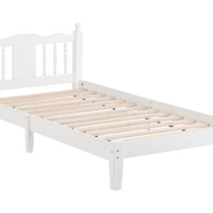 Bellemave Kids Twin Bed, Wooden Twin Platform Bed for Boys, Girls, Teens, Twin Size Bed Frames for Kids, White Twin Bed Frame, White