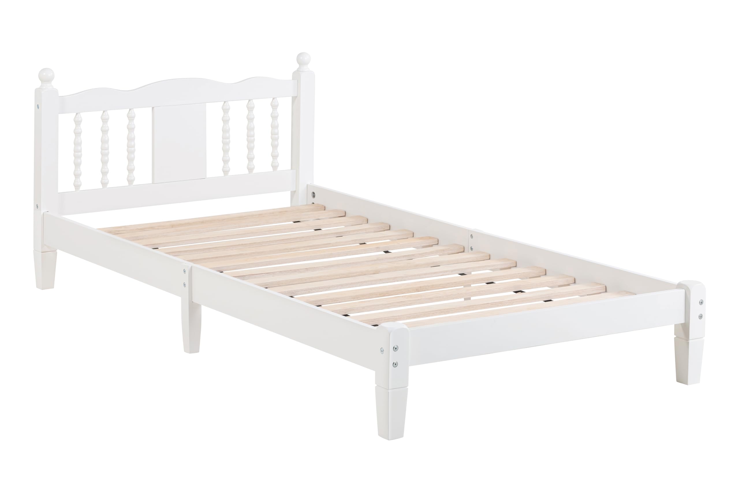 Bellemave Kids Twin Bed, Wooden Twin Platform Bed for Boys, Girls, Teens, Twin Size Bed Frames for Kids, White Twin Bed Frame, White