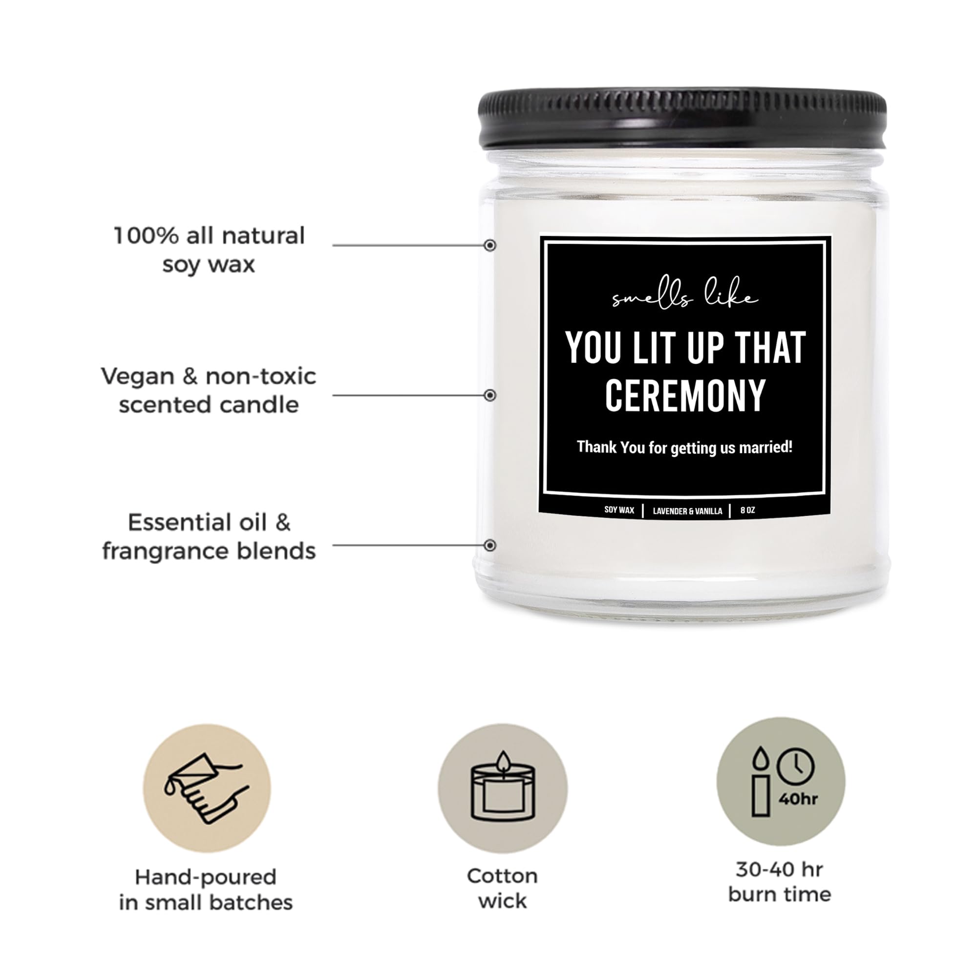 YouNique Designs Wedding Officiant Gifts for Wedding Day Gift for Officiant of Wedding Ceremony 9oz Candle - Cool Gifts for Wedding Officiant - Wedding Officiant Gift Idea (Mahogany Teakwood)