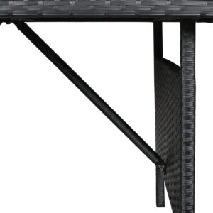 U-MAX Wicker Outdoor Dining Table, 54” Metal Frame Table for Patio Furniture Set or Indoor (Black)