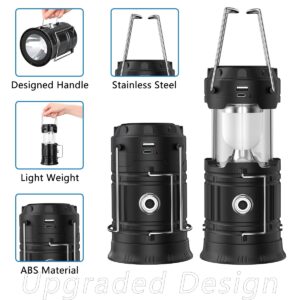 Rechargeable Solar Camping Lantern - High Brightness, Long Battery Life, Durable Handle - Perfect for Camping, Power Outages, and Home Emergency Supplies