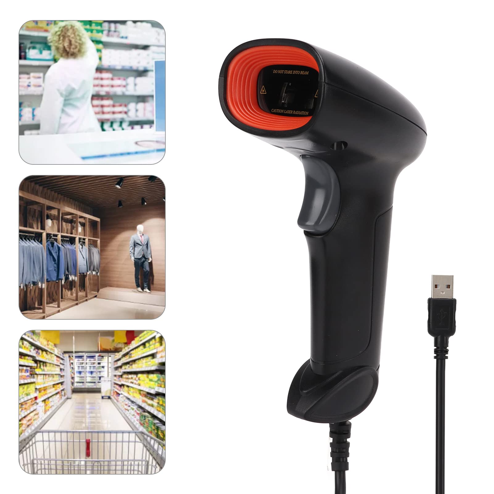 Barcode Scanner, ABS Bar Code Scanners Scanner with High Performance for Shopping Malls, Supermarkets