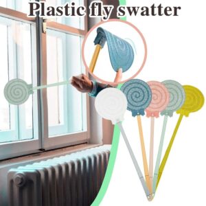 GINTBN 5Pcs Fly Swatter, 21 * 5.9in Long Handle Plastic Flyswatter, Vibrant Colorful ​Lollipop Shape Fly Swatters, Fly Swatter for Indoor and Outdoor