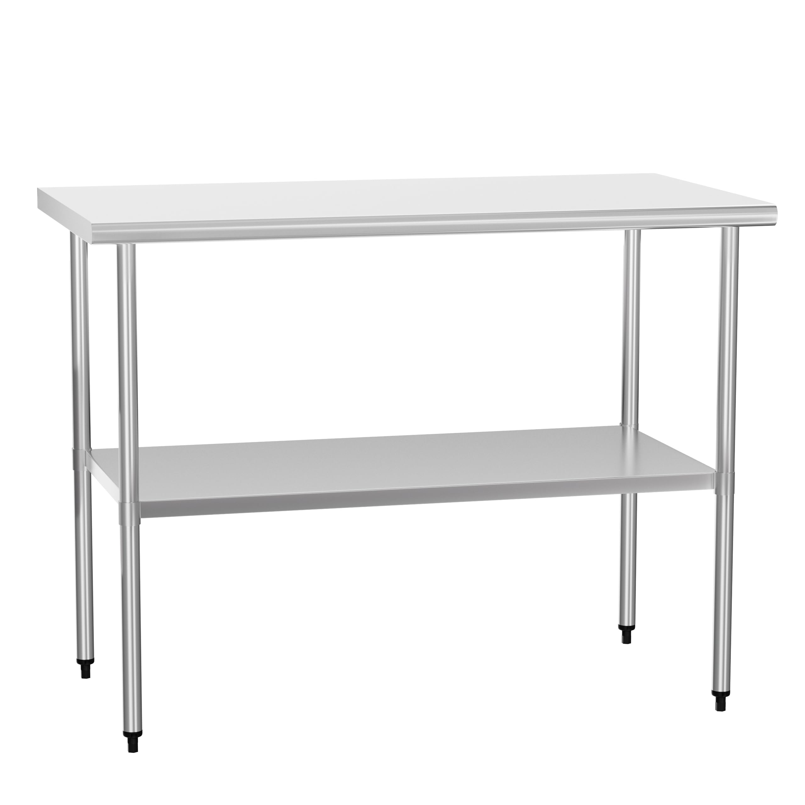 Stainless Steel Table 24 x 48 Inches Commercial Metal Work Table with Adjustable Undershelf and Bullet Feet for Kitchen Prep, Outdoor, Restaurant, Hotel & Garage