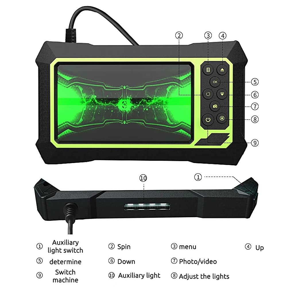 1080P Dual Lens Endoscope Camera, with 4.3inch ISP Screen, Waterproof Borescope Inspection Camera with 8mm Front & Side-View Dual Lens(5M/16.4FT Cable)