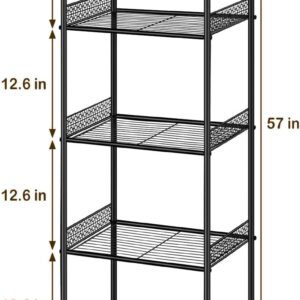 2 Pack 5-Tier Bathroom Storage Shelf, Heavy Duty Wire Shelving Unit Free Standing Towel Rack Organization for Kitchen Bathroom Laundry, Black