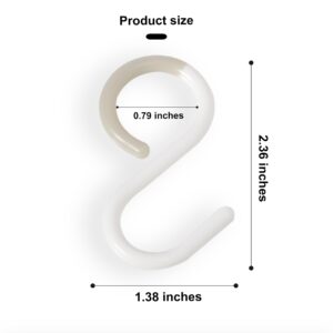 6 Pack Secure and Quiet Plastic S Hooks Rack Hanger S Shaped Hooks Hanging Flexible Neck for Easy Twist and Lock Rust-Free Non Slip for Kitchen Bathroom White (Small (2.4 inch))