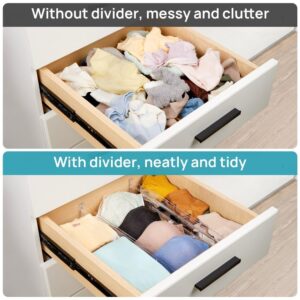 Flyxiregg Drawer Dividers Organizers 8 Pack, Adjustable 3.2" High Expandable from 12.2-21.4" Kitchen Drawer Organizer, Clear Plastic Drawers Separators