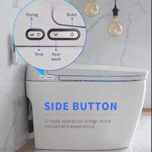 Smart Toilet with Heated Bidet Seat, Intelligent Tankless Toilet with Bidet Built-in, Feet Sensor, Auto Open/Close Seat, Off Seating Auto Flush, Night Light, Warm Water & Dryer, White