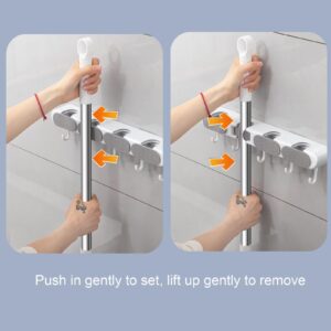 Sales Today Clearance Only, Mop and Broom Holder Wall Mount, 4 Position Storage Rack with 5 Retractable Hooks, Utility Holder for Garage Storage, Wall Mounted Heavy-Duty Rack Kitchen Laundry