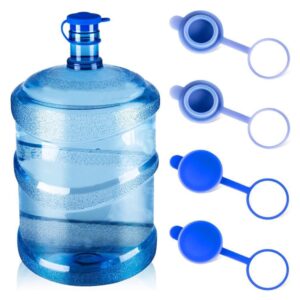 (4pcs)3 and 5 gallon water jug cap, silicone reusable replacement cap for 55mm standard/screw/crown tops,non spill bottle caps, 5 gal water jug cap