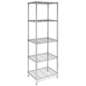 wzonice98 5 tiers household metal shelves adjustable shelving kitchen utility storage rack closet organizer microwave warehouse study food storage for garage bedroom office bearing 250 lbs silver