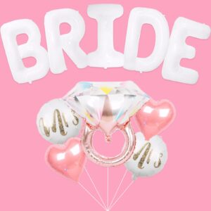 giant bride balloons white - 40 inch, 10 pk | white letter bride balloons for bachelorette party decorations | bridal shower decor | wedding party | engagement party | bridal photo booth