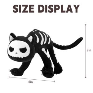 CAIYUEGG Halloween Black Cat Plush,Black Cat Plushies Toys Stuffed Animal Pillows Cute Skeleton Black Cat Plushie Doll Toys,Stuffed Animal Pillow Doll Toys Gift for Fans Boys and Girls Birthday Gifts