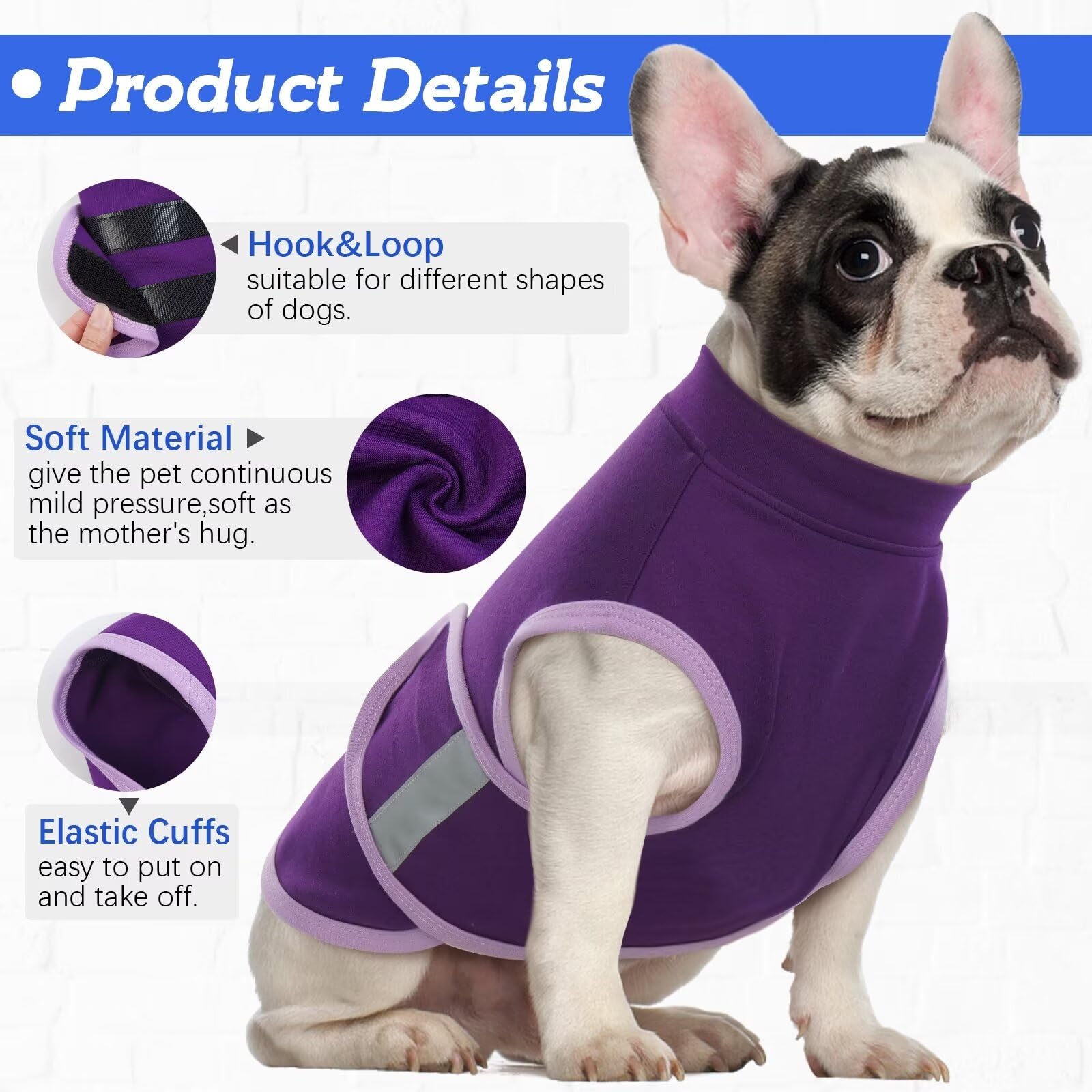 MIGOHI Dog Anxiety Relief Coat,Comfort Anxiety Vest for Dogs,Adjustable Dog Anxiety Calming Wrap for Fireworks,Thunderstorm,Travel, Separation, Dog Anxiety Jacket for Dogs for Large Dogs L Purple