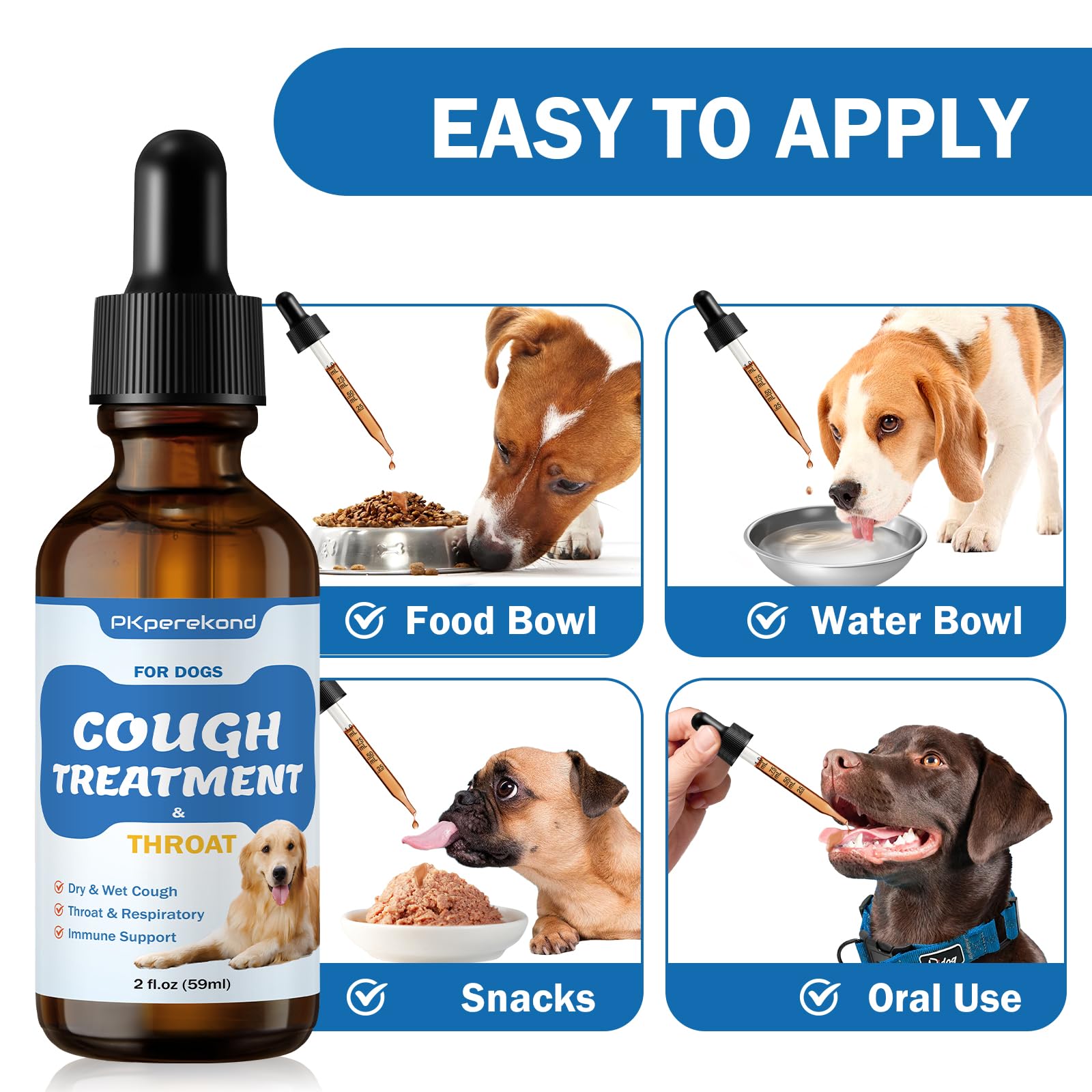 Cough Treatment for Dogs - Relives Sore Throat, Dry & Wet Cough in Dogs - Trachea Collapse and Respiratory Support - Immune Supplement for Dogs - Natural Herbal Remedy 2 oz