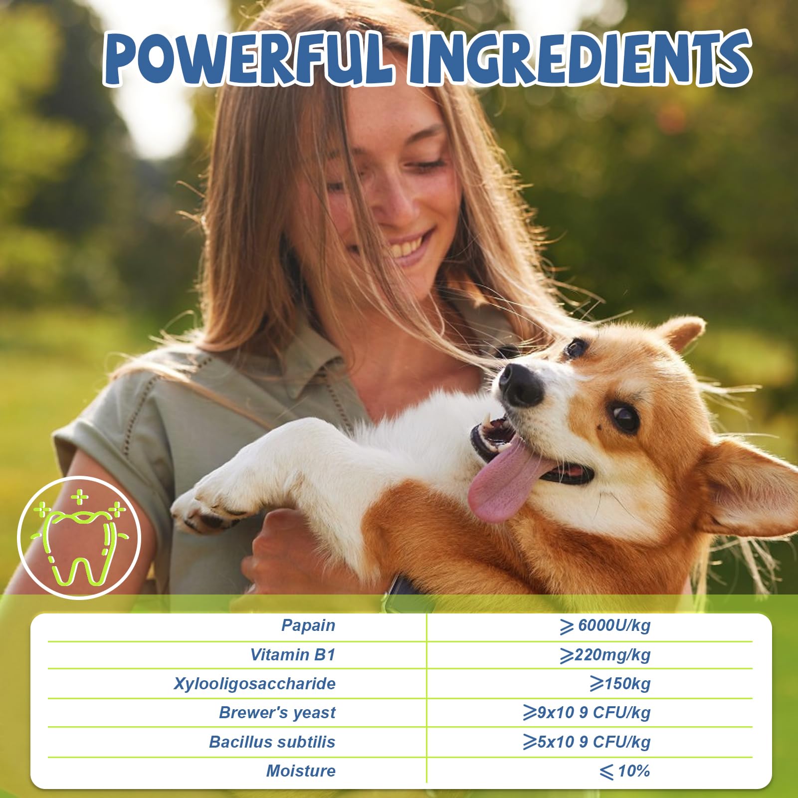 Pet Teeth Cleaning & Dental Care Powder for Dogs& Cats, Removes Plaque, Tarter & Freshens Breath, 50 Scoops (100g/3.53 oz)