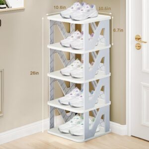 VECELO Foldable Plastic Shoes Rack Storage Organizer for Entryway, Hallway, Closet, Small Space, Gray