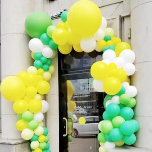 Green and Yellow Balloons, 12 Inch Matt Green Yellow White Yellow Green Confetti Balloons Latex Balloons Helium for Birthday Party Graduation Class of 2024 Tractor Party Decorations