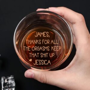 wrappiness personalized engraved whiskey glass gifts for him, thanks for all, romantic gifts for husband, husband gifts from wife, funny gag gifts for him, anniversary wedding gift ideas