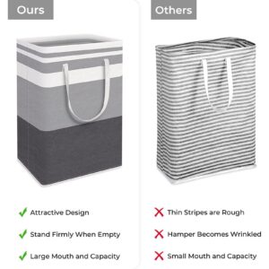 Gray Laundry Basket 75L, Gray Hamper Large Capacity Gradient, Tall Storage Basket with Extended Handles, Laundry Hamper for Clothes and Toys 24.4×15.7×11.8in Clearance #