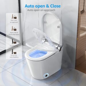 Smart Toilet Built-in Heated Bidet Seat, 360 Degree Siphon Powerful Flush, Warm Water Sprayer with Drying mode, Auto Open & Close Lid, Wireless Remote Control and with LED Display and Night Light