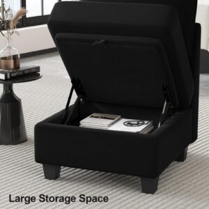 Belffin Modular Sofa Middle Seat Module for Velvet Piping Modular Sectoinal Couch, Armless Single Sofa, Black