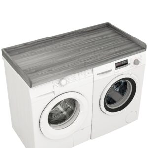 neoaider washer dryer countertop 54" l x 27.5" w, laundry countertop with 2" safety edge rails, seamless laundry topper for washer and dryer suitable for laundry room organization-gray