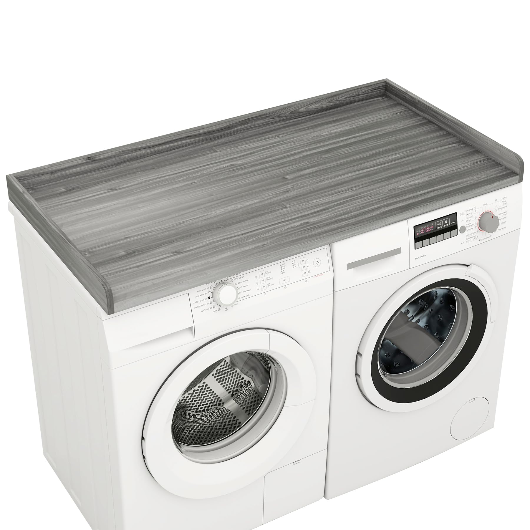 Neoaider Washer Dryer Countertop 54" L x 27.5" W, Laundry Countertop with 2" Safety Edge Rails, Seamless Laundry Topper for Washer and Dryer Suitable for Laundry Room Organization-Gray