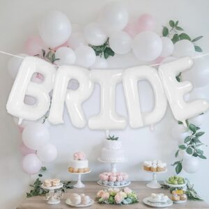 Giant BRIDE Balloons White - 40 Inch, 10 pk | White Letter Bride Balloons for Bachelorette Party Decorations | Bridal Shower Decor | Wedding Party | Engagement Party | Bridal Photo Booth