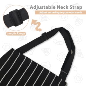 VALOME 2 Pack Kitchen Aprons, Apron for Restaurant with Adjustable Neck Strap, 2 Pockets Chef Aprons for Cooking Baking (Black & Brown)