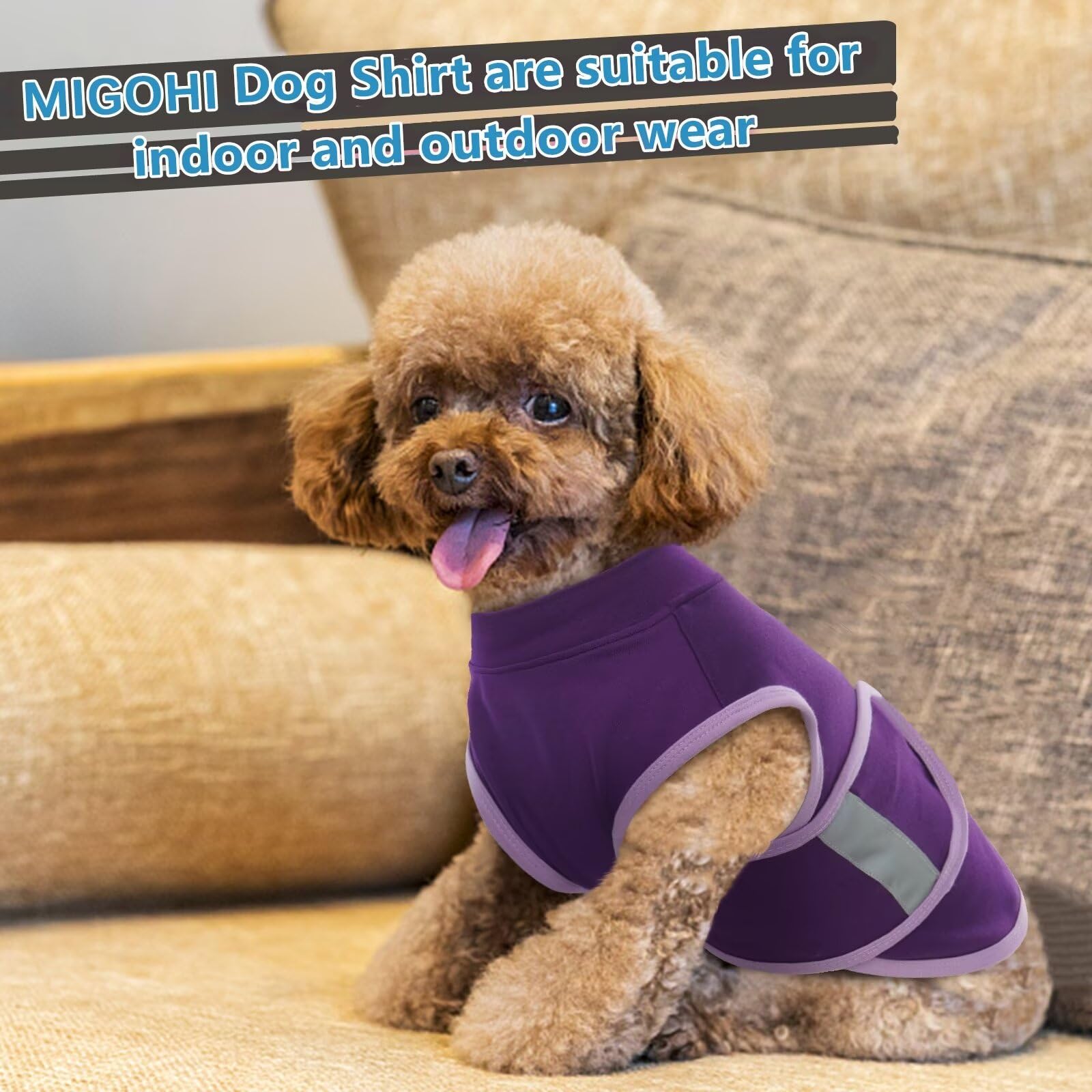 MIGOHI Dog Anxiety Relief Coat,Comfort Anxiety Vest for Dogs,Adjustable Dog Anxiety Calming Wrap for Fireworks,Thunderstorm,Travel, Separation, Dog Anxiety Jacket for Dogs for Large Dogs L Purple