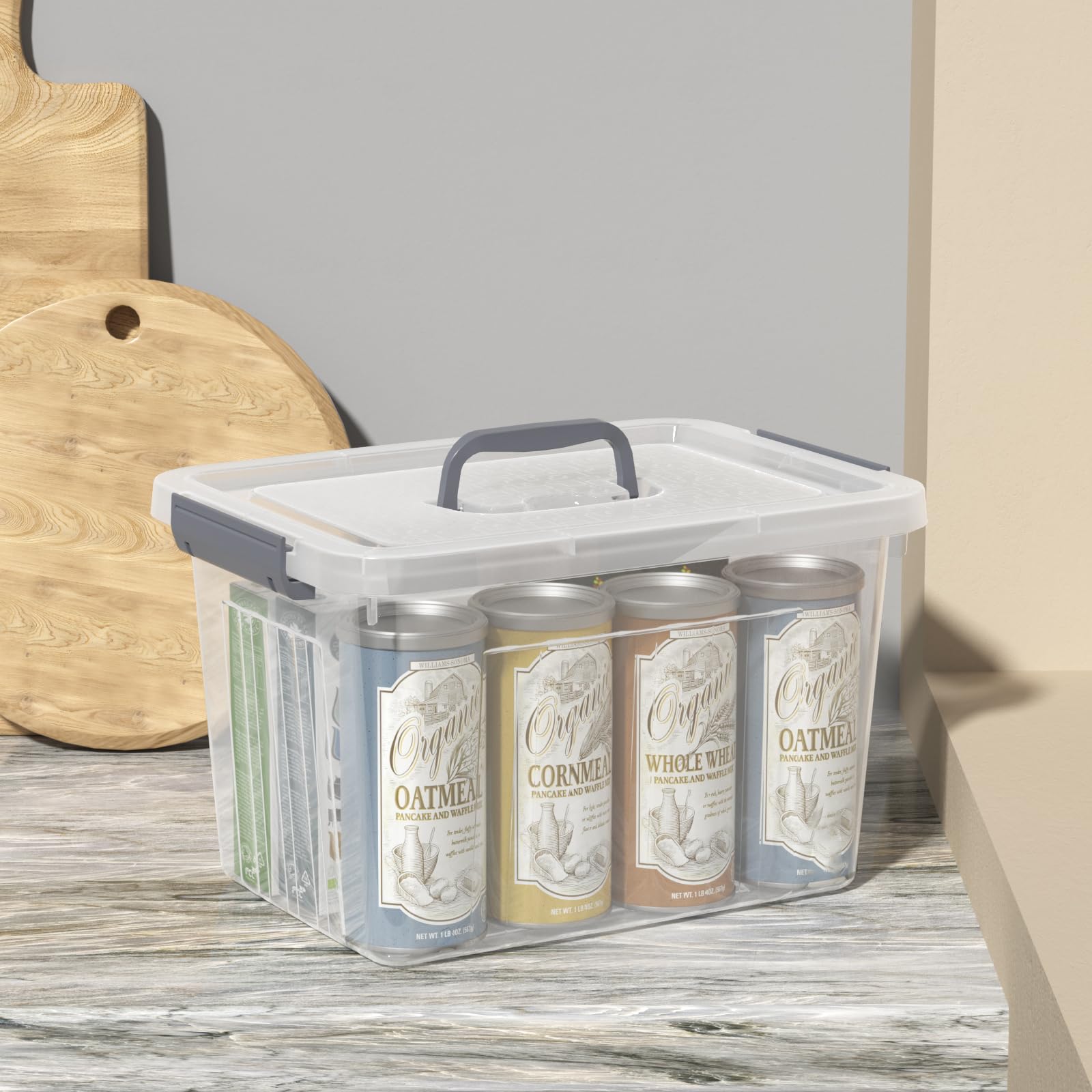 Udotry 6-Pack 10 Quart Clear Latching Bin with Handle, Plastic Storage Box with Lids