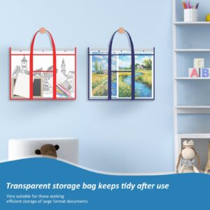 3 Pcs Large Poster Storage Bag 31.5'' x 25.5'' Bulletin Board Holder Art Portfolio Case PVC Art Portfolio Container Bulletin Board Storage Box with Pocket for Teachers Artist Classroom Organization