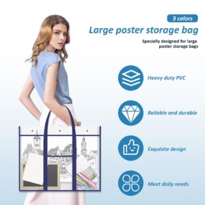 3 Pcs Large Poster Storage Bag 31.5'' x 25.5'' Bulletin Board Holder Art Portfolio Case PVC Art Portfolio Container Bulletin Board Storage Box with Pocket for Teachers Artist Classroom Organization