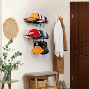 Forzacx Hat Stand for Baseball Caps Display and Organizer 2 Pack, Holds Up to 50 Caps, Space-Efficient, Exquisite and durable, Stylish Decor Piece for Closet, Bedroom, Dresser (Black)