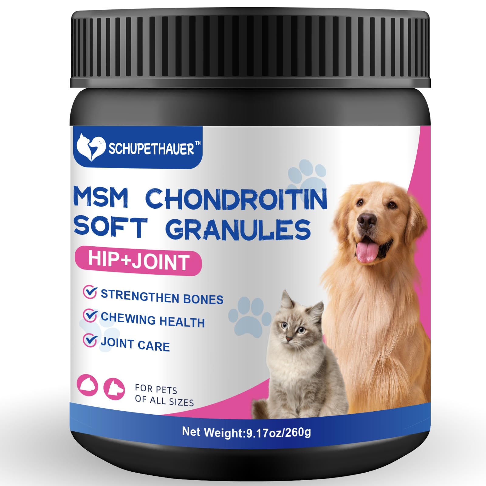 Pet Glucosamine Chondroitin MSM Joint Supplement for Dogs& Cats, Hip & Joint Pain Relief Soft Chews with Vitamin C, A & D3, 170 Chews