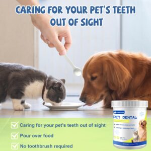 Pet Teeth Cleaning & Dental Care Powder for Dogs& Cats, Removes Plaque, Tarter & Freshens Breath, 50 Scoops (100g/3.53 oz)