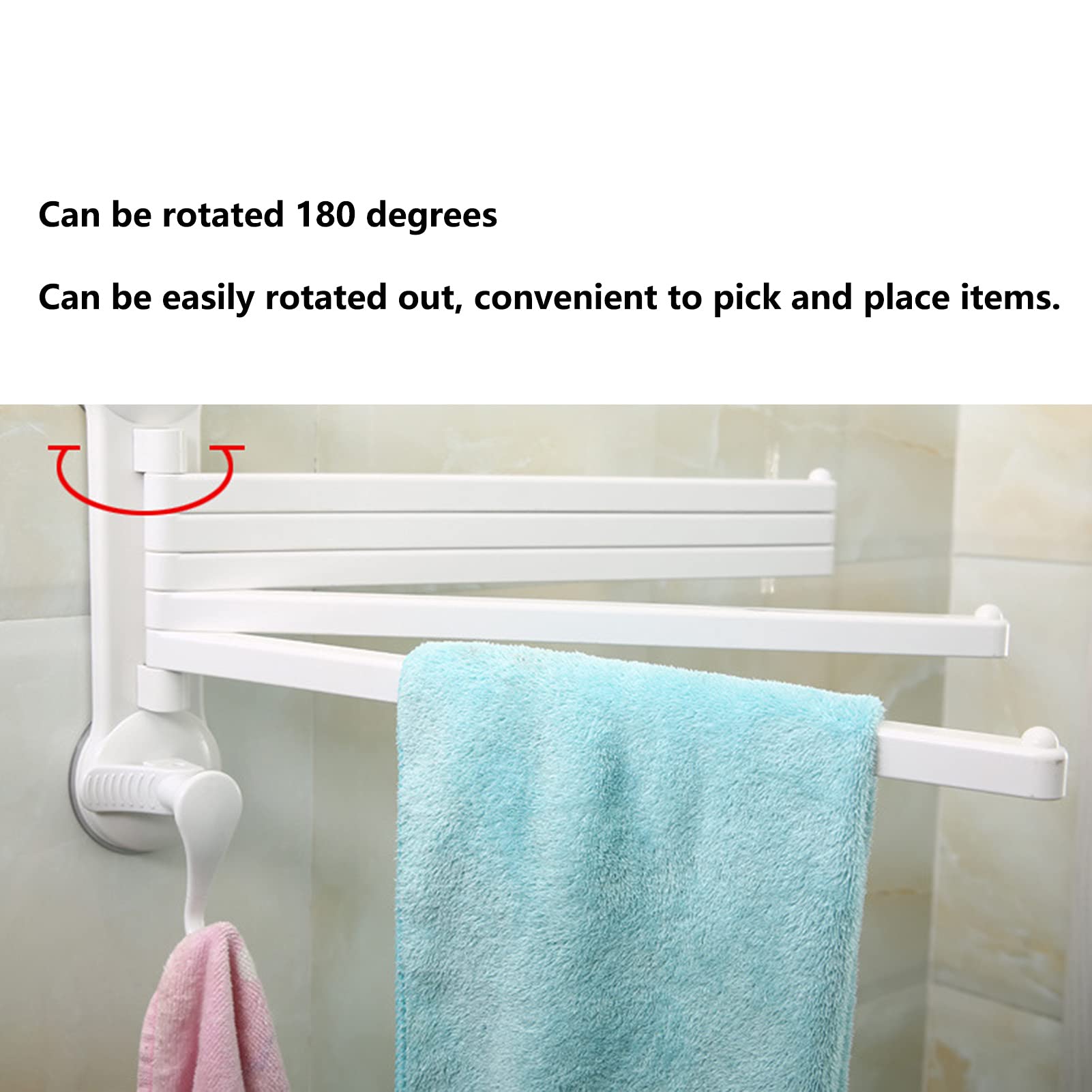 5 Arm Swivel Towel Bar, Wall Mounted Multiple Towel Rack Foldable Swing Arm Towel Rack for Bath Towels Bathrobes Clothes 38x25.5cm