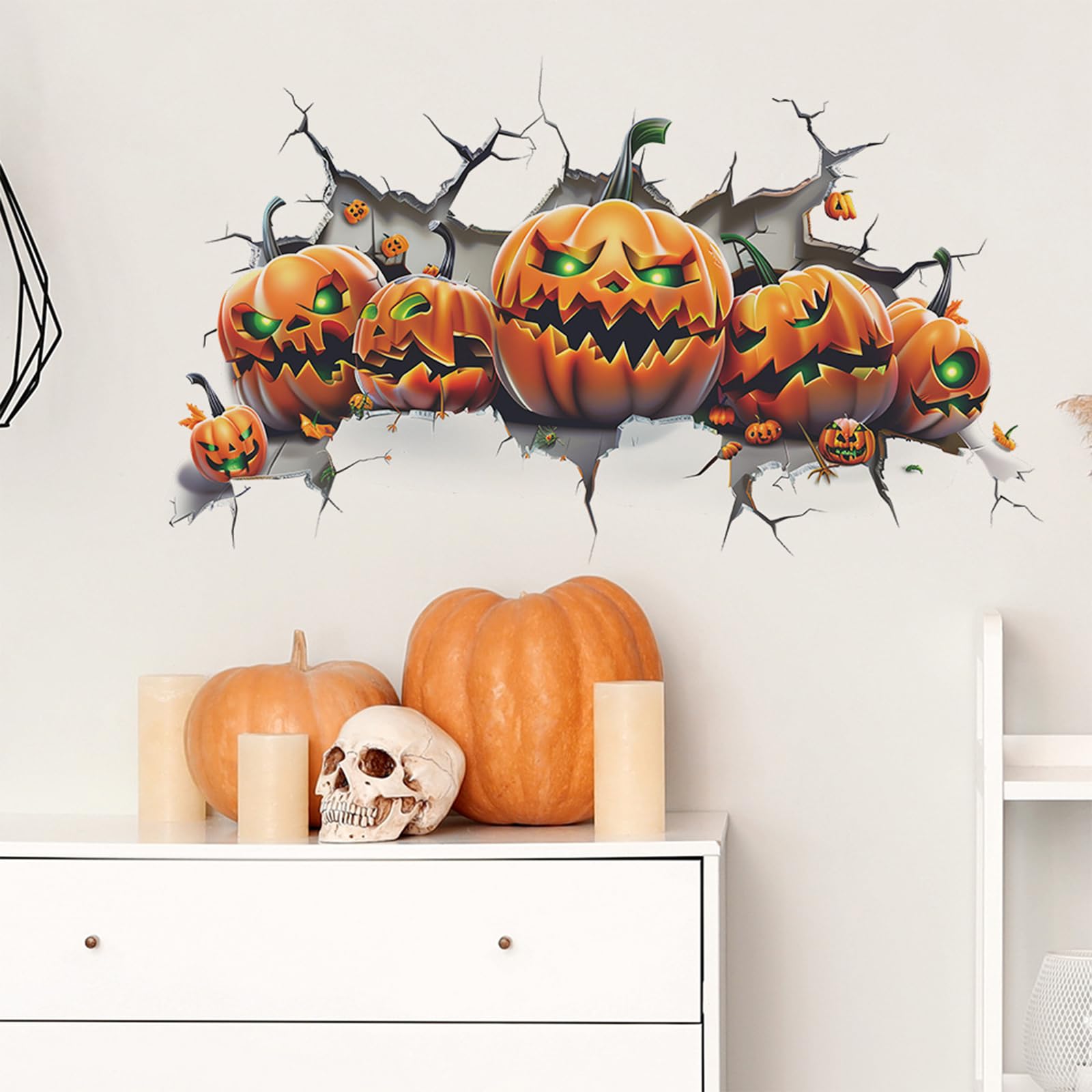 TUOKING Halloween Wall Decals Ghost Pumpkin Wall Stickers Removable Window Murals Peel and Stick Halloween Wall Decoration Party Decor(fun-g16)