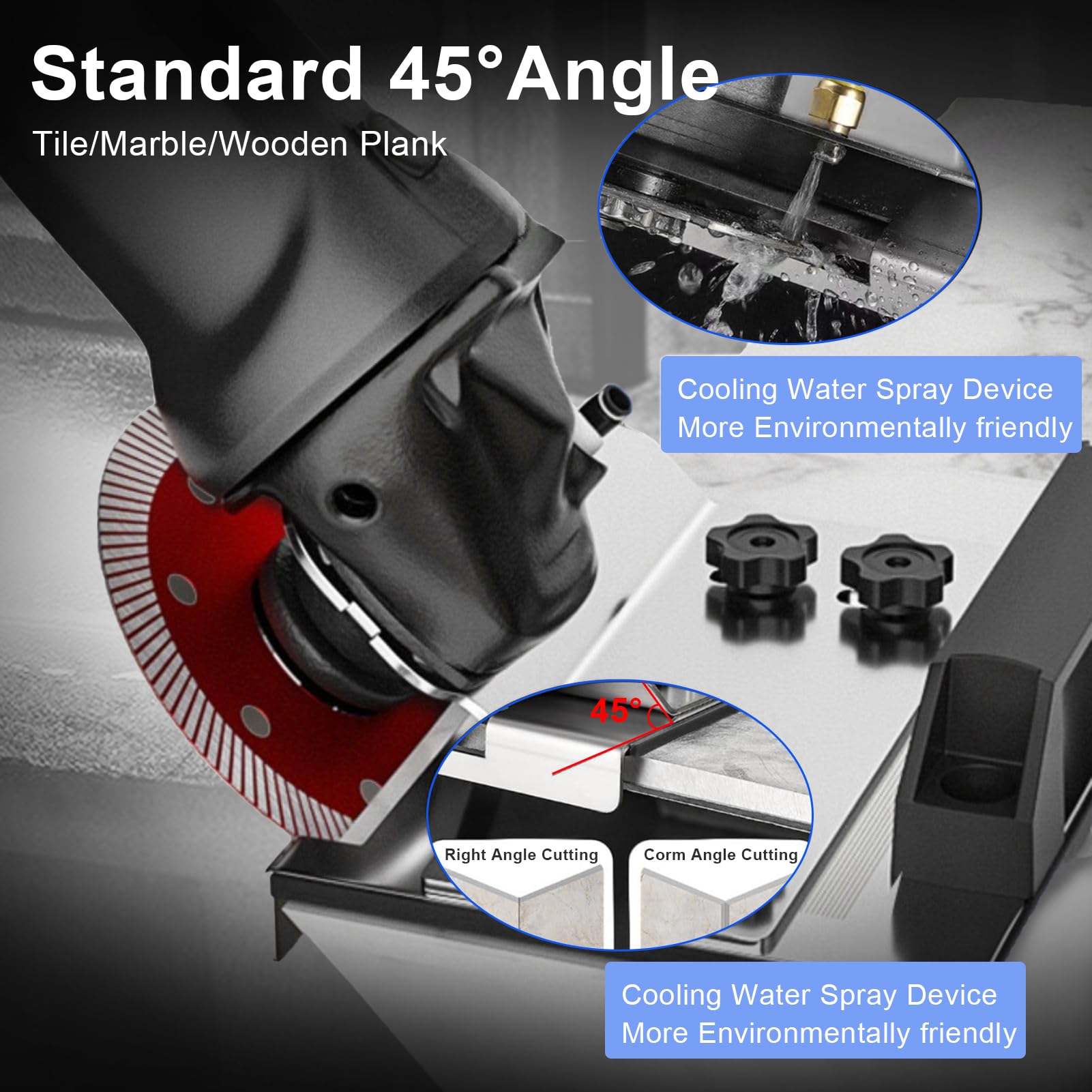 Angle Grinder Stand Set, 6pcs for Tile 45° Chamfer Cutting, Angle Grinder Stand Grinder Holder, Special Cutting Bracket, 45 Degree Tile Chamfering Tool with Blue Base Plate for 100-type Angle Grinders