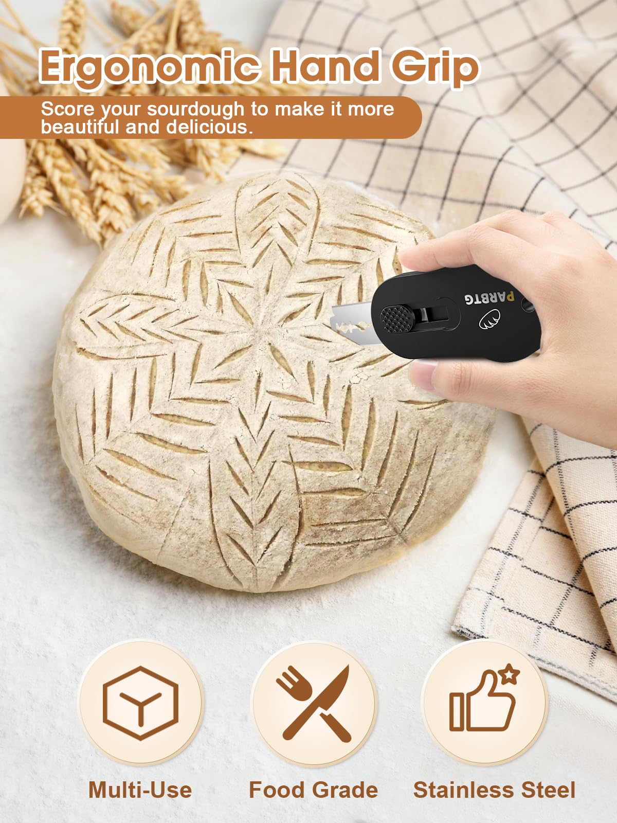 Extractable & Magnetic Bread Lame Dough Scoring Tool, Professional Sourdough Scoring Tool for Sourdough Bread Baking, Bread Making, Bread Scoring Tool with 5 Razor Blades & Scoring Patterns booklet