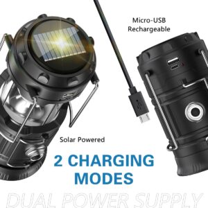 Rechargeable Solar Camping Lantern - High Brightness, Long Battery Life, Durable Handle - Perfect for Camping, Power Outages, and Home Emergency Supplies