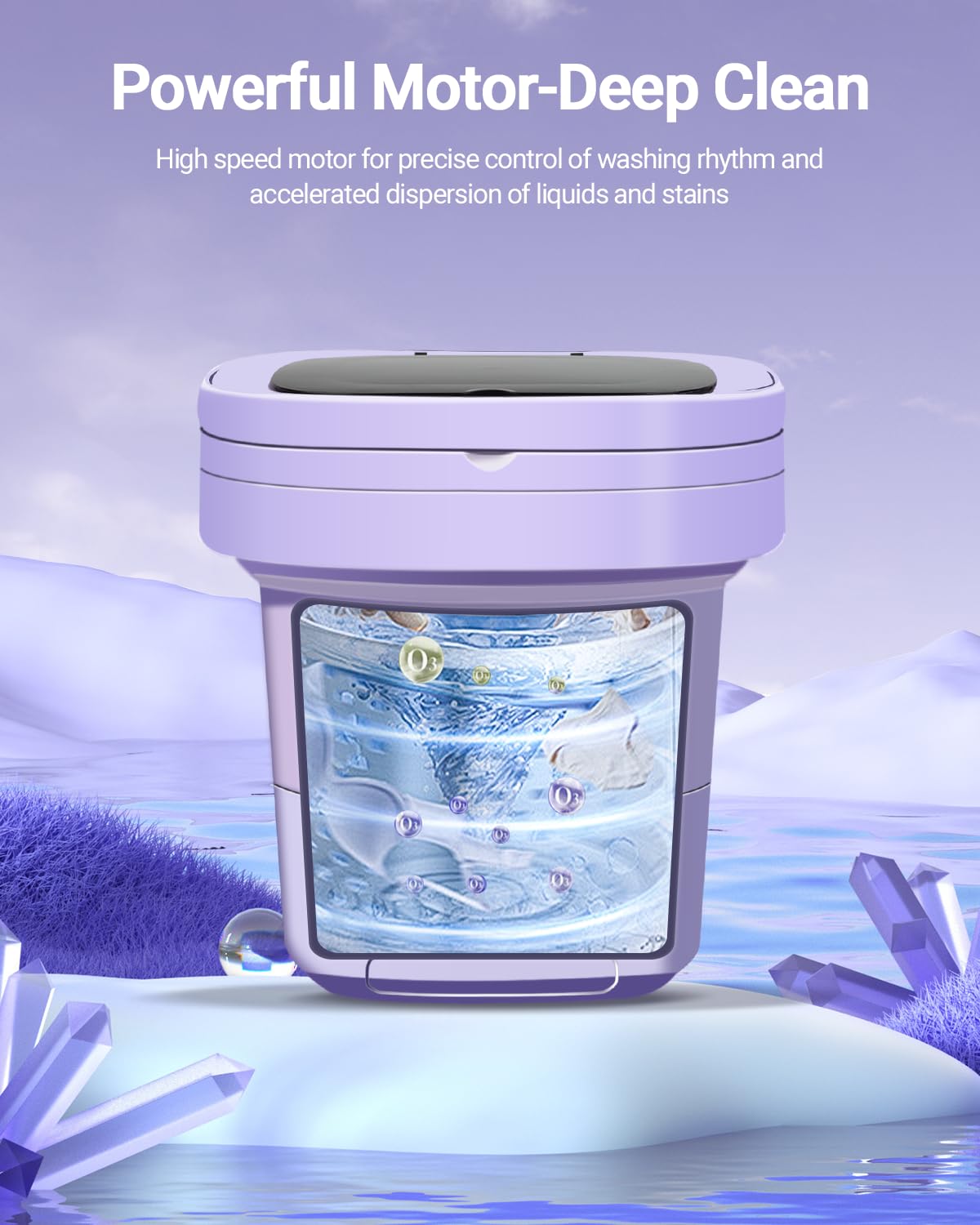 Portable Washing Machine, 11L Upgraded Large Capacity Mini Washer, Small Washing Machine for Apartments, Travel Laundry, Camping, RV, Dorm (Purple)